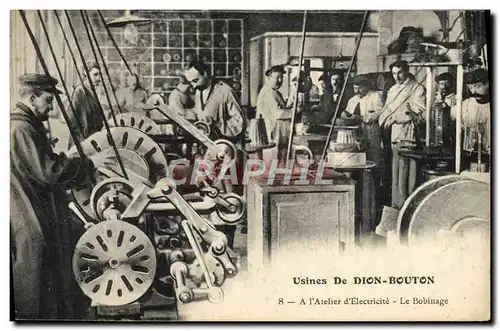 Ansichtskarte AK Automobile Puteaux Usines de Dion Bouton a l&#39atelier d&#39electricite Le bobinage