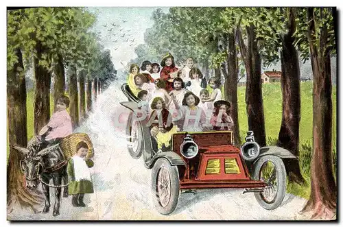 Cartes postales Automobile Enfants Bebes Ane Mule