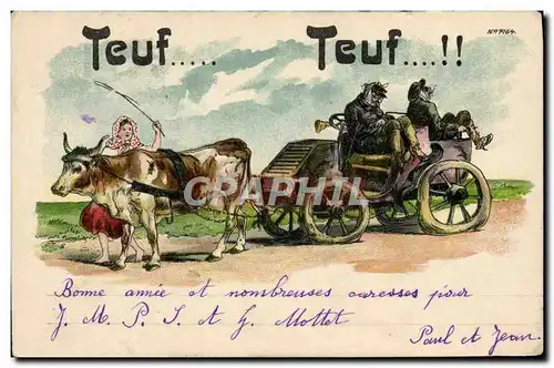 Cartes postales Automobile Attelage Boeufs