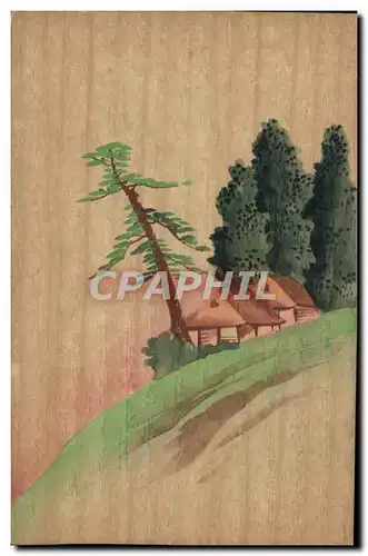 Ansichtskarte AK Carte en bois Japon Nippon