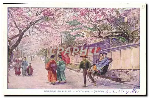 Ansichtskarte AK Japon Nippon Cerisiers en fleurs Yokohama