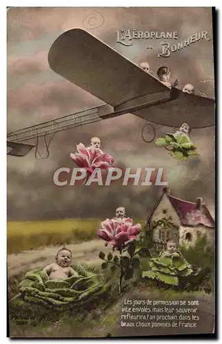 Cartes postales Fantaisie Avion Aviation Enfants Bebes
