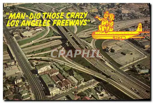 Cartes postales moderne Avion Aviation Los Angeles Freeway system Los Angeles California
