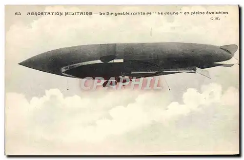 Cartes postales Avion Aviation Dirigeable Zeppelin Le dirigeable militaire Le Jaune en pleine evolution