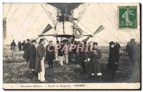 Cartes postales Avion Aviation Dirigeable Zeppelin Aerostation Militaire Nacelle du dirigeable Patrie