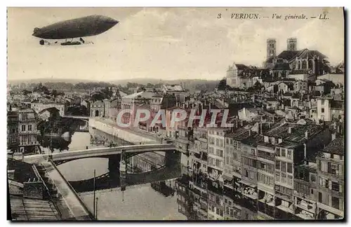 Ansichtskarte AK Avion Aviation Dirigeable Zeppelin Verdun Vue generale