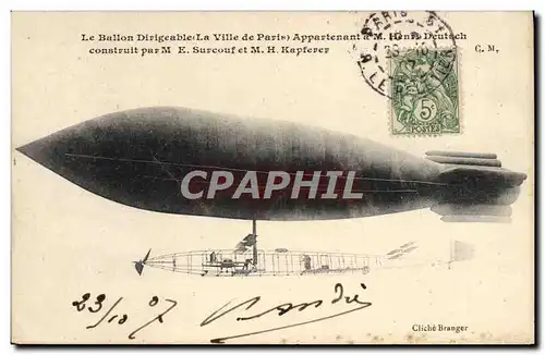 Cartes postales Avion Aviation Dirigeable Zeppelin Ville de Paris Henri Deutsch Surcouf Kapferer