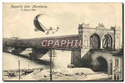 Cartes postales Avion Aviation Dirigeable Zeppelin uber Mannheim 1908