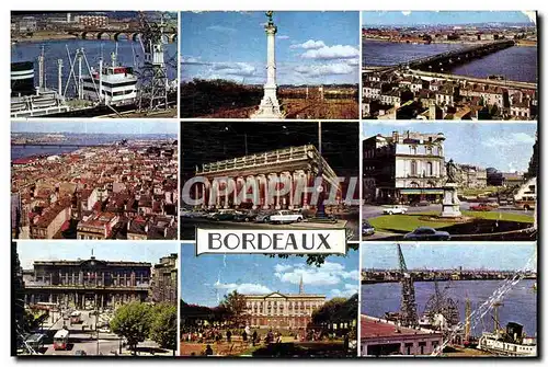 Cartes postales moderne Bordeaux Le pont de pierre Le monument des Girondins Le port La place Tourny