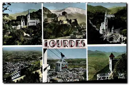 Cartes postales moderne Lourdes La basilique et les montagnes