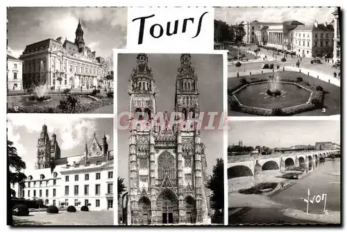 Cartes postales moderne Tours Cathedrale St Gratien L&#39hotel de ville Le palais de justice