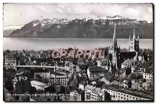 Moderne Karte Lausanne Vue Generale et les Alpes de la Savoie