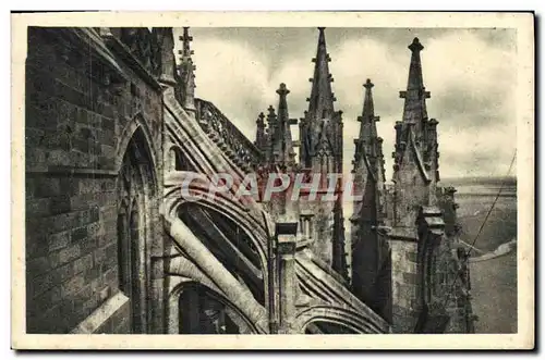 Cartes postales Abbaye Du Mont Saint Michel Contreforts de l&#39Eglise Abbstiale et escalier de dentelle