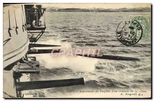 Cartes postales Bateau de guerre Lancement de torpille d'un croiseur de 1ere classe
