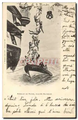 Cartes postales Bateau de guerre Echelle de poupe D&#39apres Baurgain