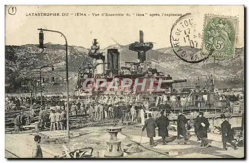 Cartes postales Bateau de guerre Catastrophe du Iena Vue d&#39ensemble apres l&#39explosion
