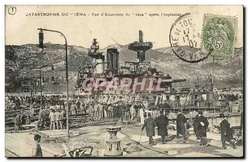 Cartes postales Bateau de guerre Catastrophe du Iena Vue d'ensemble apres l'explosion