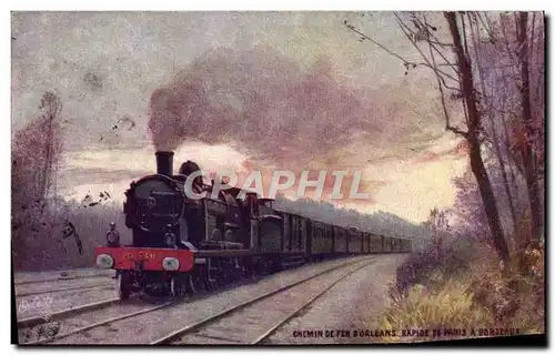 Cartes postales Train Locomotive Chemin de fer d&#39Orleans Rapide de Paris a Bordeaux