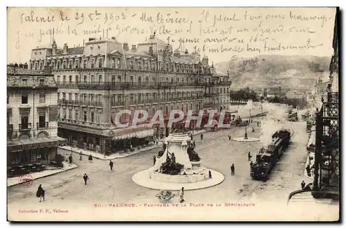 Cartes postales Valence Panorama de la place de la Republique Tramway