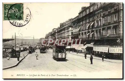 Cartes postales Rouen Le quai de Paris et le pont transbordeur