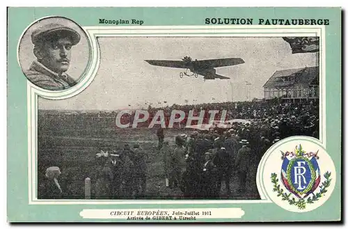 Ansichtskarte AK Aviation Avion Monoplan Rep Circuit europeen Juin Juillet 1911 Arrivee de Gibert a Utrecht