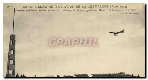 Cartes postales Avion Aviation Grande Semaine d&#39aviation de la Champagne Aout 1909 Monoplan Antoinette Latham