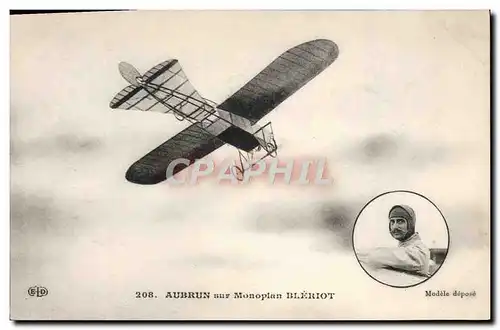 Cartes postales Avion Aviation Aubrun sur monoplan Bleriot