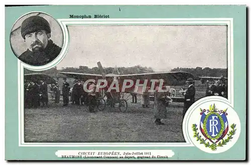 Cartes postales Avion Aviation Monoplan Bleriot Circuit europeen Juin Juillet 1911 Beaumont Conneau gagnant du c