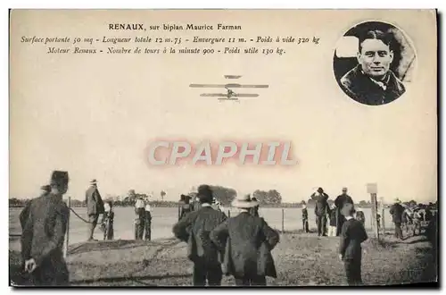 Ansichtskarte AK Avion Aviation Renaux sur biplan Maurice Farman