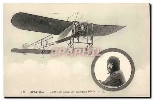 Cartes postales Avion Aviation Jacques de Lesseps sur monoplan Bleriot