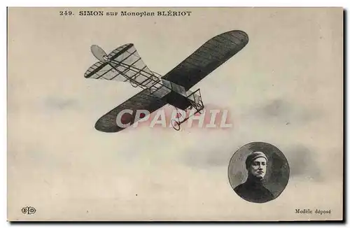 Cartes postales Avion Aviation Simon sur monoplan Bleriot