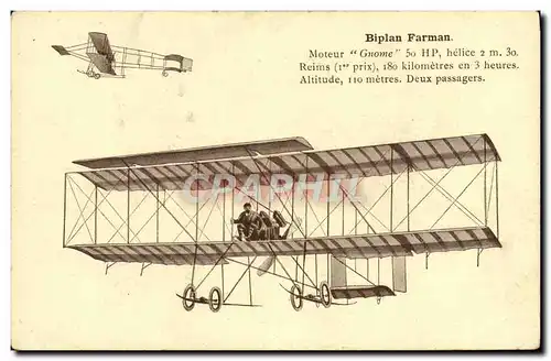 Ansichtskarte AK Avion Aviation Biplan Farman Gnome