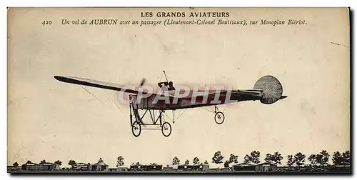 Ansichtskarte AK Avion Aviation un vol de Aubrun avec un passager Lieutenant Colonel Bouttiaux sur monoplan Bleri