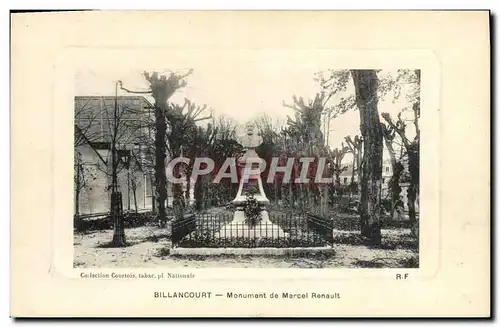 Cartes postales Automobile Billancourt Monument de Marcel Renault