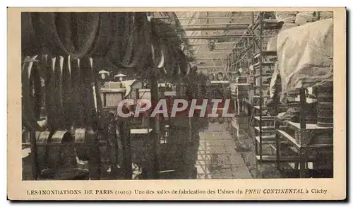 Ansichtskarte AK Automobile Inondations de Paris 1910 Une des salles de fabrication des usines de Pneu Continenta