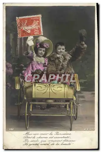 Cartes postales Fantaisie Automobile Enfants