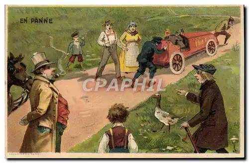 Cartes postales Fantaisie Automobile En panne