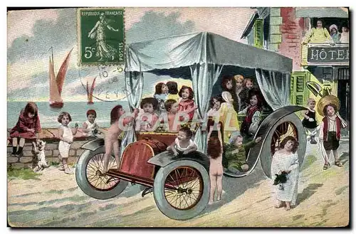 Ansichtskarte AK Fantaisie Automobile Enfants Bebes