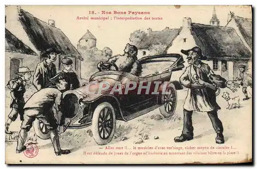 Cartes postales Fantaisie Automobile Nos bons paysans Arrete municipal L&#39interpretation des textes