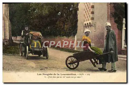 Cartes postales Fantaisie Automobile Les progres de la locomotion Folklore