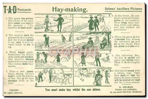 Cartes postales Les tableaux auxiliaires Delmas TAD Hay making Enseignement