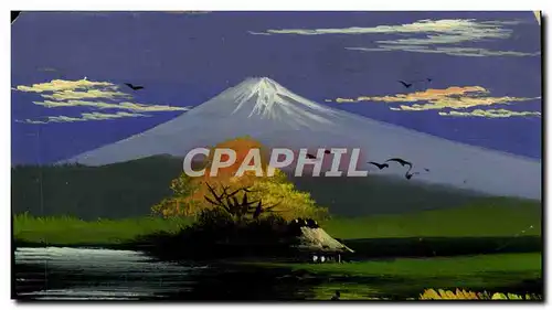 Cartes postales Japon Nippon (peint a la main) Paysage Volcan