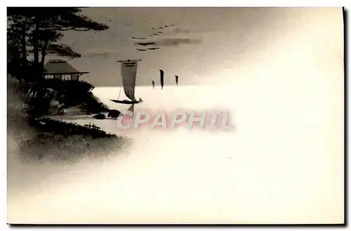 Cartes postales Japon Nippon Bateau Paysage
