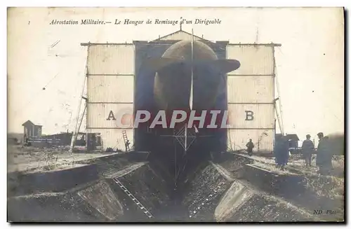 Cartes postales Avion Aviation Dirigeable Zeppelin Aerostation militaire Le hangar de remisage d&#39un dirigeabl