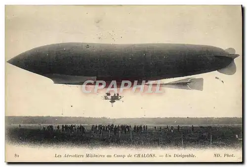 Cartes postales Avion Aviation Dirigeable Zeppelin Les aerostiers militaires au camp de Chalons Un diirigeable