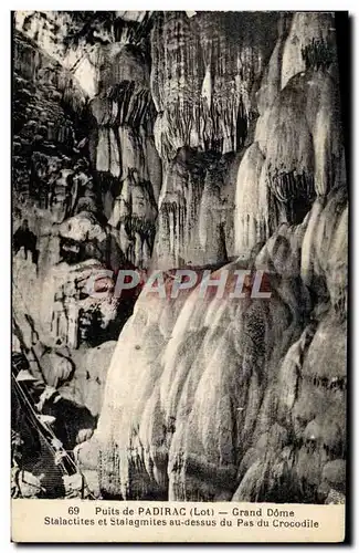 Cartes postales Puits De Padirac Grand Dome Stalactites et stalagmites au dessus du pas du crocodile