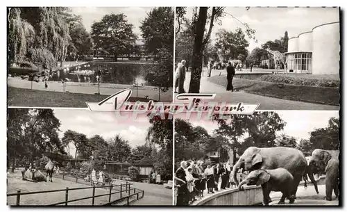 Cartes postales moderne Duisburg Tierpark Elephant Giraffe