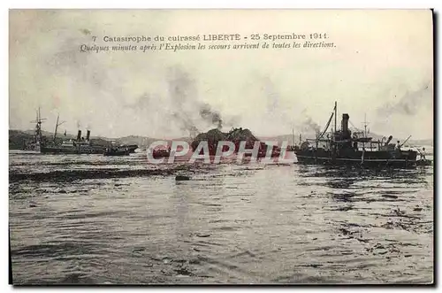 Ansichtskarte AK Bateau de guerre Catastrophe du cuirasse Liberte