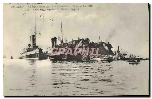 Ansichtskarte AK Bateau de guerre Catastrophe du cuirasse Liberte apres la catastrophe