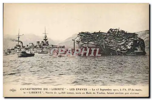 Ansichtskarte AK Bateau de guerre Catastrophe du cuirasse Liberte